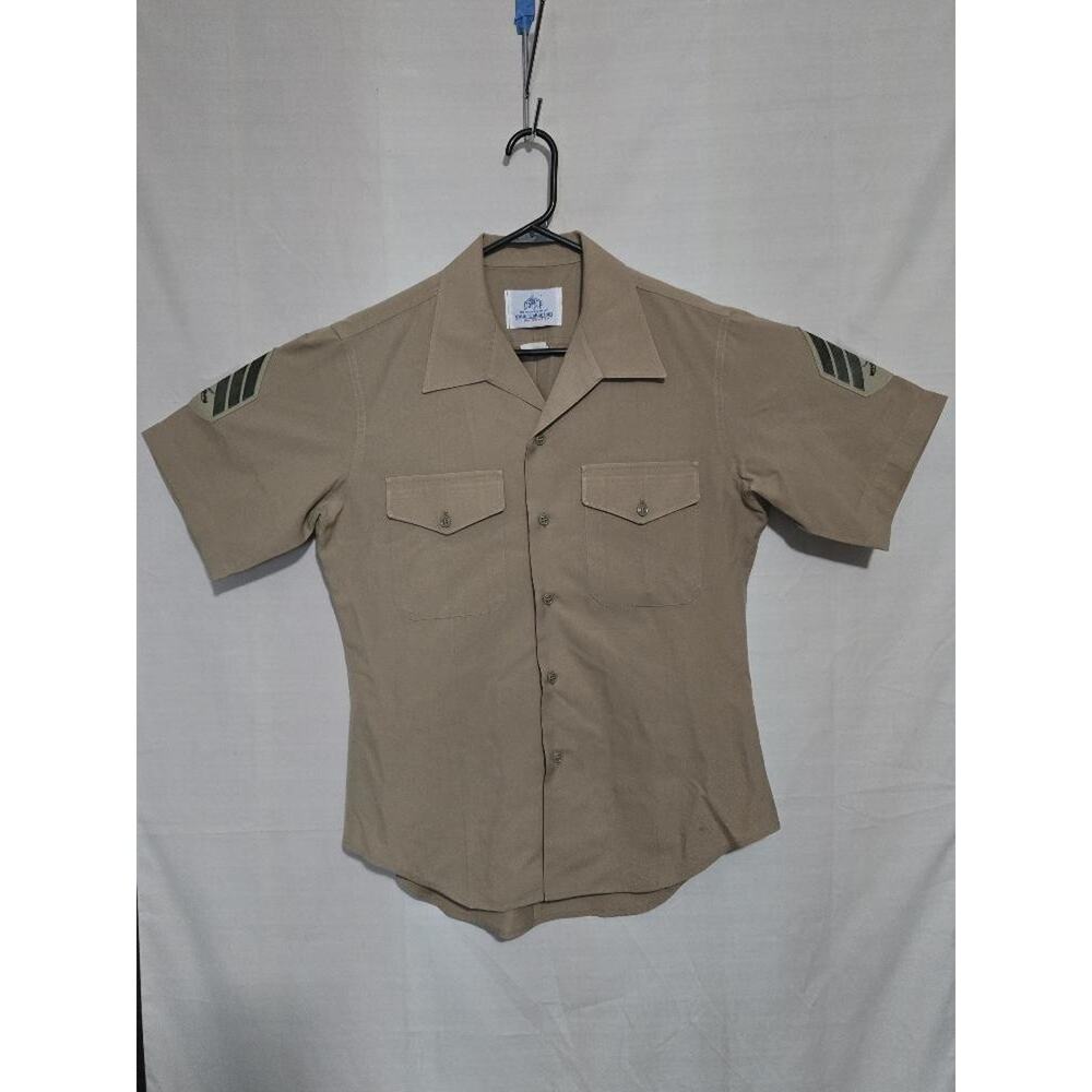 USGI Men's Khaki Service Shirt Short Sleeve Size 16 DSCP VGC Q56q